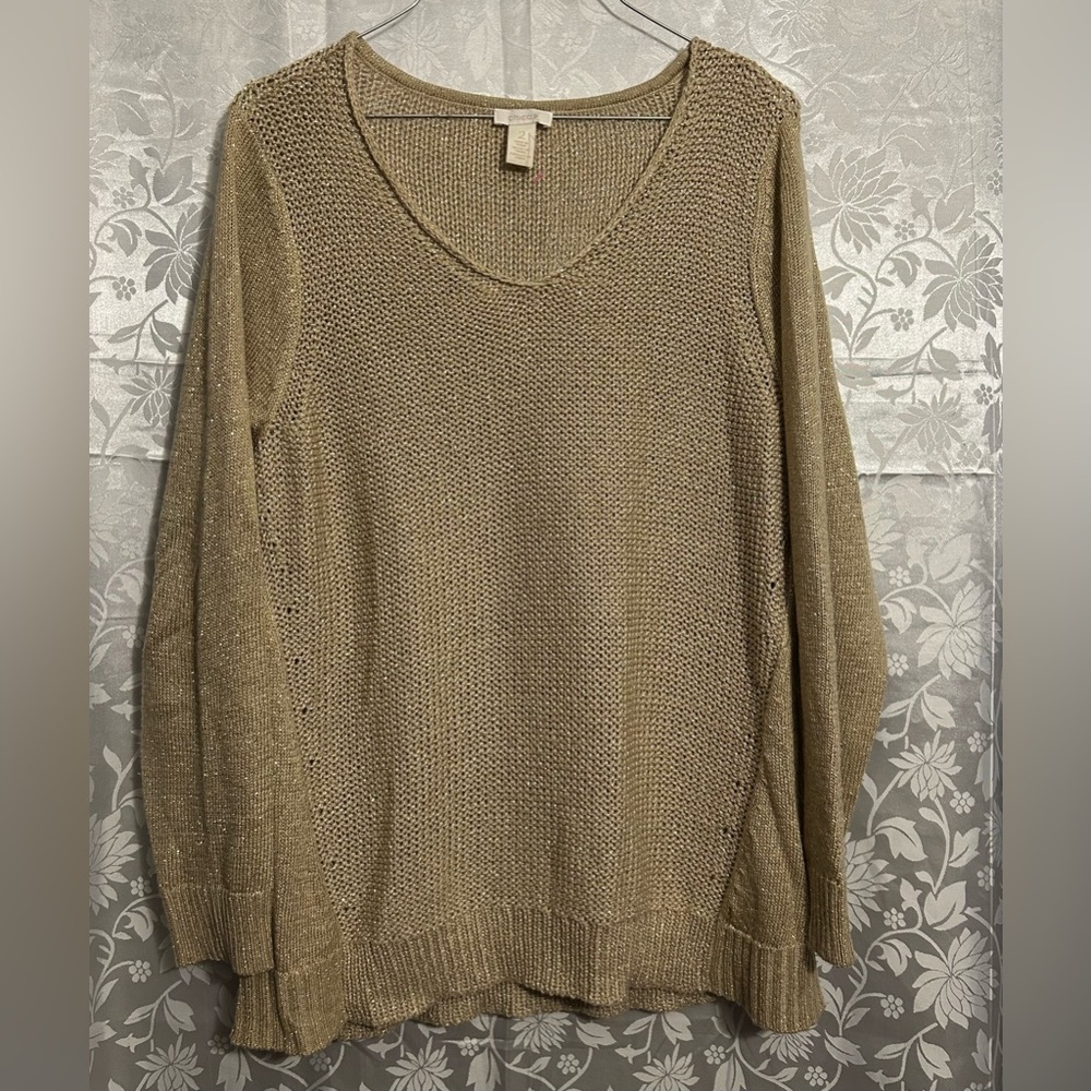 Chico’s Gold Metallic Knit Sweater - Size 2